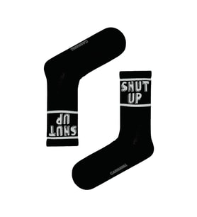 Shut Up Yazılı Desenli Siyah Spor Çorap