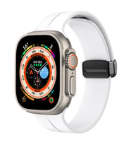 Apple Watch Ultra 49mm Uyumlu Kordon Silikon Metal Mıknatıslı Toka Zore KRD-84 Kayış (Beyaz)