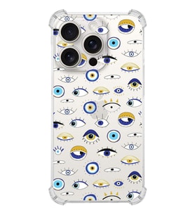 PrintiFy Apple iPhone 15 Pro Max Nazar 2 Şeffaf Köşe ve Kamera Korumalı Korumalı Antişok Kılıf