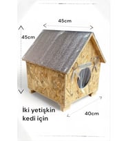Kedi yuvası kedi evi kedi barınağı 2 kedilik su ve ısı yalıtımlı 40x45x45cm