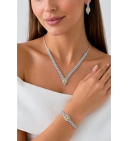 Gümüş Pazarım Prenses Serenadı Sarı Taşlı Gerdanlık Gümüş Set