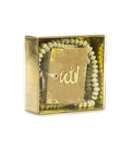 Kadife Kaplı Mini Kuran Kutulu - Tesbihli - Gold