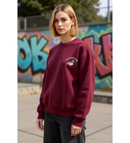 Kadın Bisiklet Yaka Düşük Kol Nakışlı Regular Kalıp Örme Sweatshirt Fonksiyonel Dayanıklı Şık