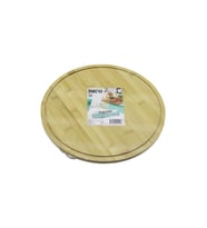 YUVARLAK DÖNER TABLALI AHŞAP BAMBU SUNUM TEPSİSİ TAHTASI =29.7CM - MİNİ SOFRA KANALLI KENAR (5343)