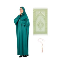 Namaz Elbisesi Eşarp Seccade Tesbih Set, İslami Giyim Takım Ferace Turban Şal