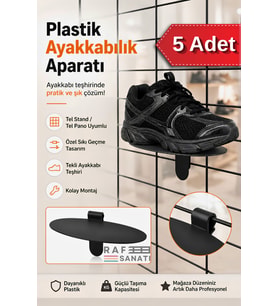5 Adet - Tel Panoya Geçme Plastik Ayakkabı Rafı – Ayakkabı Standı ve Raf Aparatı Siyah