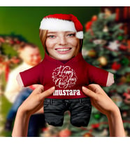 Motto Gift Kişiye Özel Fotoğraflı Yeni Yıl Şapkalı Peluş Oyuncak Yılbaşı Hediyesi - Kadın 531020