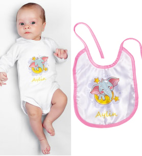 eJOYA Kişiye Özel Zıbın Ve Önlük Bebek Hediye Seti 110122 (Pembe)