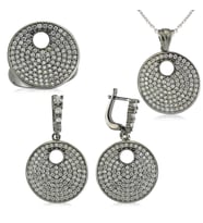 Gümüş Zirkon Taşlı Yuvarlak Bayan Set