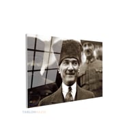 Yatay Cam Tablo Salon Duvar Tablosu Yatay Cam Gulen Ataturk Yeni Ev Hediyesi Ofis Tablosu