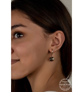 Swarovski Crystal Kadın Yeşil Yuvarlak Rose Kaplama Gümüş Küpe