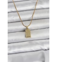 316L Çelik Zincir Gold Renk Külçe Altın Model Kadın Kolye - TJ-BKO11042