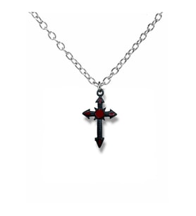 Siyah Gotik Haç Figürlü Unisex Kolye – 60 cm Zincirli, Metal Alternatif ve Vintage Takı (Gümüş)