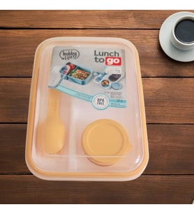 Hobby Life Lunch To Go Bölmeli Beslenme Kabı Sosluk Hazneli Çatal Ve Kaşıklı 14,5x20x7,4cm (Turuncu)