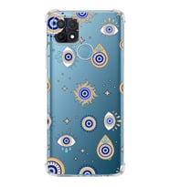 PrintiFy Oppo A15S Uyumlu Nazar Boncuğu 5 Baskılı Şeffaf Köşe Korumalı Antişok Kılıf