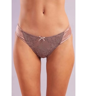Giyim Golshan Giselle Mini Slip, Kadın Güpürlü Saten Bakır Külot