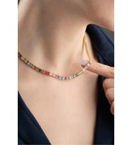 925 Ayar Gümüş Gold Mix Taşlı Kolye