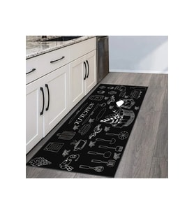 Rovigo Home Dijital Baskı Yıkanabilir Kaymaz Taban Mutfak Halısı RVG2117 (Siyah)