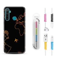 Realme 5i 5 Pro 6i 7 Pro 8 Kılıf Kablo Koruma Spiral Silikon Harita ve Uçak 1777