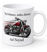 İsimli Motor Desenli Baskılı Kupa Bardak Hediye Motosiklet Motorsiklet