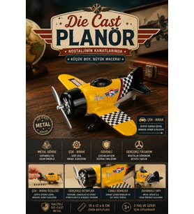 Die-Cast Metal Çek Bırak Oyuncak Savaş Uçağı 15 cm Sarı