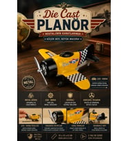 Die-Cast Metal Çek Bırak Oyuncak Savaş Uçağı 15 cm Sarı