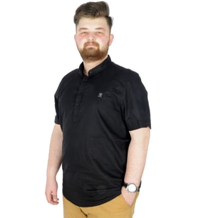 Mode XL Buyuk Beden Erkek Kısa Kol Hakim Yaka 20387 Siyah
