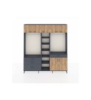 Arges Dolap 11 Raflı 4 Çekmeceli 2 Askılı 220x30x243 Antrasit-Çam/Antrasit