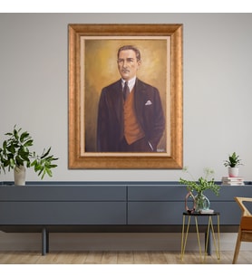 Altın Varaklı Paspartulu Çerçeveli Tablo rv682