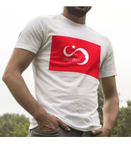 Ay Yıldız Atatürk Silüet Kırmızı Beyaz Tişört