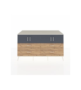 Kronos Konsol 2 Raflı 4 Çekmeceli 4 Kapaklı 176x59x99 Aytaşı-Antrasit/Çam