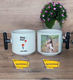 Ütopyalar Güzeldir Kupa Bardak Fotoğraflı T Siyah Kulplu Arkadaşa Sevgiliye Kardeşe Doğum Günü Hediyesi