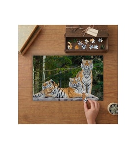 Kaplanlar - Vahşi Hayvanlar Tasarımı 240 parça Ahşap Puzzle Ahşap Kutuda MP02828