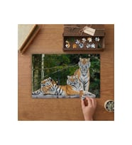 Kaplanlar - Vahşi Hayvanlar Tasarımı 240 parça Ahşap Puzzle Ahşap Kutuda MP02828