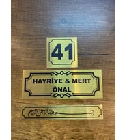 Kapı İsimliği Klasik Ev Dış Kapı İsimliği Çelik Kapı İsimliği Besmele Gold0019
