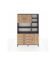 Arges Gardrop 9 Raflı 4 Çekmeceli 3 Kapaklı 132x30x195 Antrasit-Çam
