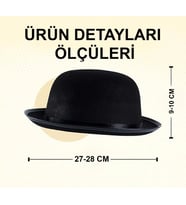 Charlie Chaplin Stil Çocuk Şapkası - Siyah Melon Parti Şapkası