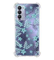 PrintiFy Tecno Camon 18P Uyumlu Köşe Korumalı Floral Su Yeşili Tasarımlı Şeffaf Silikon Kılıf