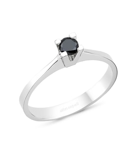 Siyah Pırlanta Tektaş Yüzük 0,17  ct
