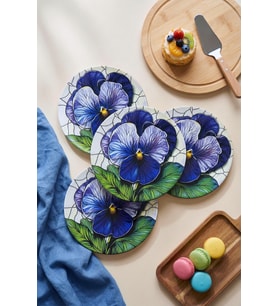 Mor Çiçek Desenli 6'lı 20 cm Modern Şık Sunum Tabağı Seti