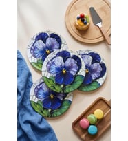 Mor Çiçek Desenli 6'lı 20 cm Modern Şık Sunum Tabağı Seti