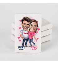Kişiye Özel Mükemmel Aşıklar Karikatürlü Taş Buzdolabı Magneti
