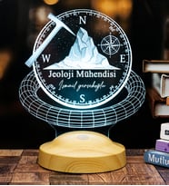 Jeoloji Mühendisi Hediyesi 3D lamba Kişiye Özel Jeolog Hediyesi Led masa Lambası
