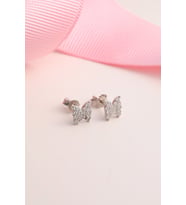 925 Ayar Gümüş Zirkon Taşlı Kelebek Figürlü Küpe - Silver