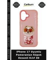 iPhone 17 Uyumlu Pomeranian Köpek Desenli Kılıf 3D Telefon Kılıfı Akıllı Aksesuar Stil Kapak