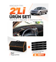 INFINITI İ30-İ35 (1998-2000) Uyumlu Torpido Örtüsü + Deri Bagaj Çantası + Sticker Seti - Siyah Kahverengi