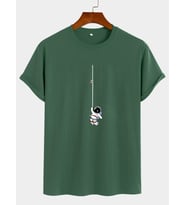 Unisex Mini Astranot Tasarım Basklı Tshirt (Yeşil)