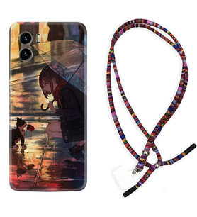 Vivo Y15S Y32 Y33S Y51 Y53S Kılıf Boyun Asklı Rasta Silikon Kız ve Kedi 1762