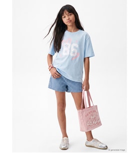 LCW Kids İndigo Çizgili Kız Çocuk Jean Şort