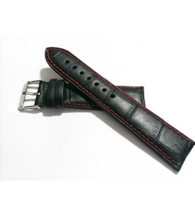 Fado  Seiko UyumluHakiki  Dana Derisi Saat Kordonu  22 mm  ( 131) Kırmızı Dikişli